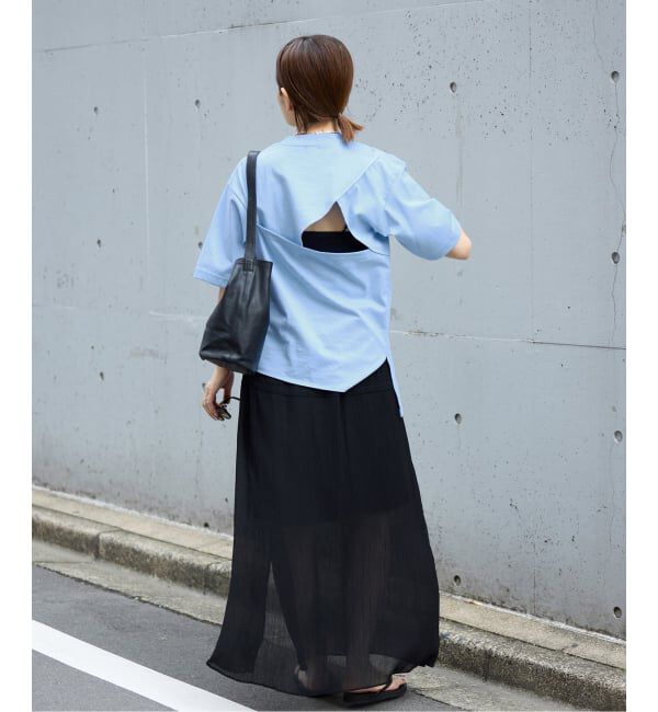 IENA「FOLKIN' VIOLETTE ROOM BACK OPEN TEE Tシャツ FVR26411」|Tシャツ・カットソー|