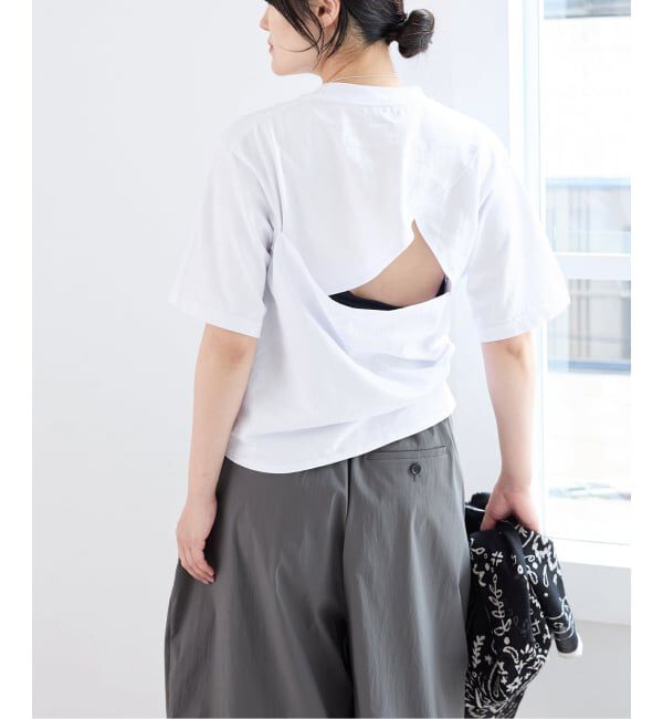 IENA「FOLKIN' VIOLETTE ROOM BACK OPEN TEE Tシャツ FVR26411」|Tシャツ・カットソー|