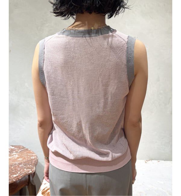 IENA LA BOUCLE「《予約》《手洗い可》IENA LA BOUCLE シアーニットバイカラーベスト」|ベスト・ジレ|