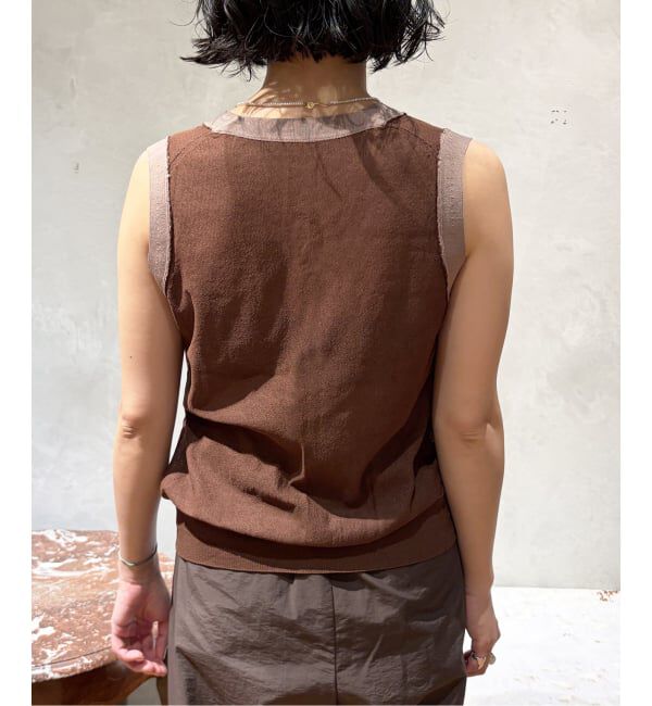 IENA LA BOUCLE「《予約》《手洗い可》IENA LA BOUCLE シアーニットバイカラーベスト」|ベスト・ジレ|
