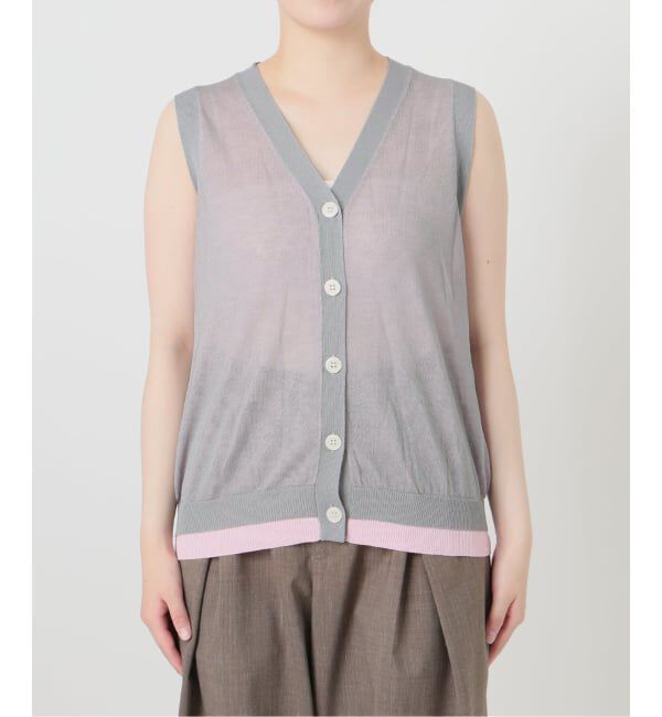 IENA LA BOUCLE「《予約》《手洗い可》IENA LA BOUCLE シアーニットバイカラーベスト」|ベスト・ジレ|