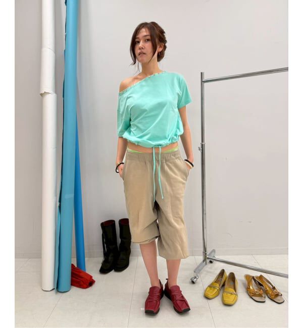 Oriens JOURNAL STANDARD「ボタンオフショルダーTシャツ」|Tシャツ・カットソー|グリーン C