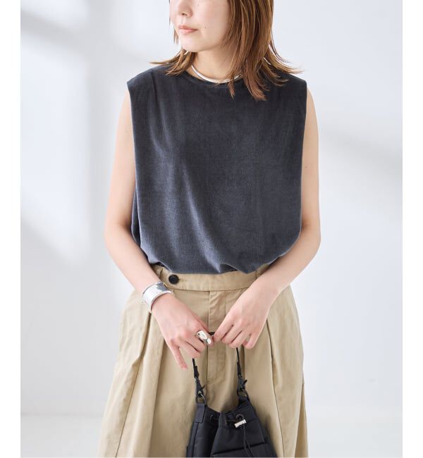 journal standard L'essage「《追加予約/接触冷感》クールタッチベロアタックノースリーブ」|Tシャツ・カットソー|ネイビー