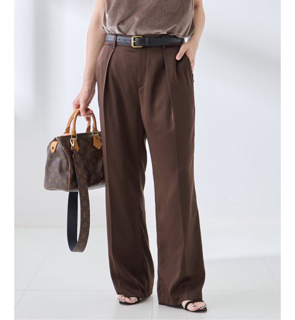 journal standard L'essage「《予約》サテンタックパンツ」|スラックス|ブラウン B