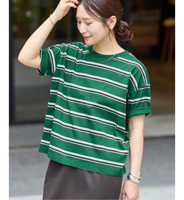 JOURNAL STANDARD「《追加3》汗ジミ防止ボーダービッグT」|Tシャツ・カットソー|グリーン