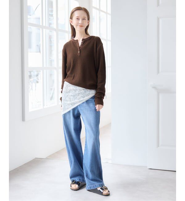 U by SPICK&SPAN「《予約》シアーワッフルヘンリーネックニット」|ニット・セーター|