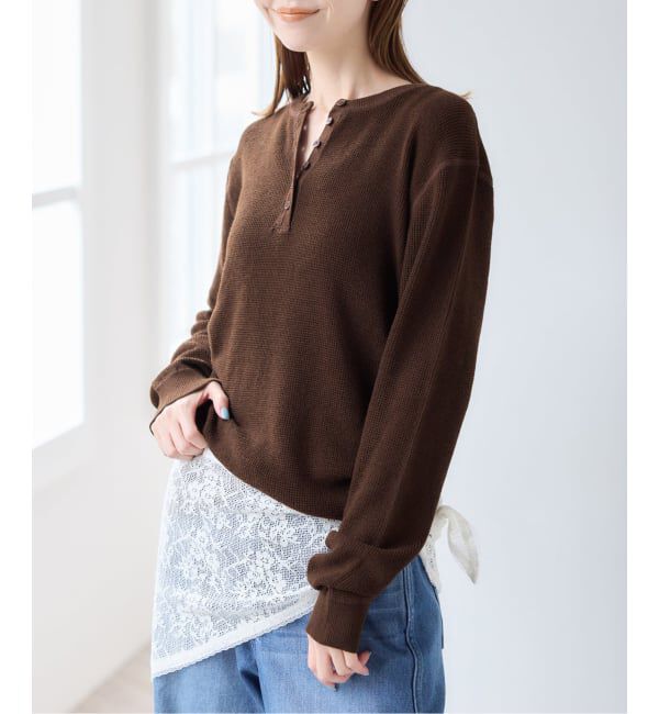 U by SPICK&SPAN「《予約》シアーワッフルヘンリーネックニット」|ニット・セーター|