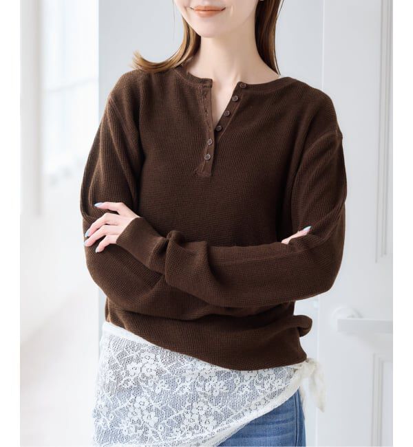 U by SPICK&SPAN「《予約》シアーワッフルヘンリーネックニット」|ニット・セーター|