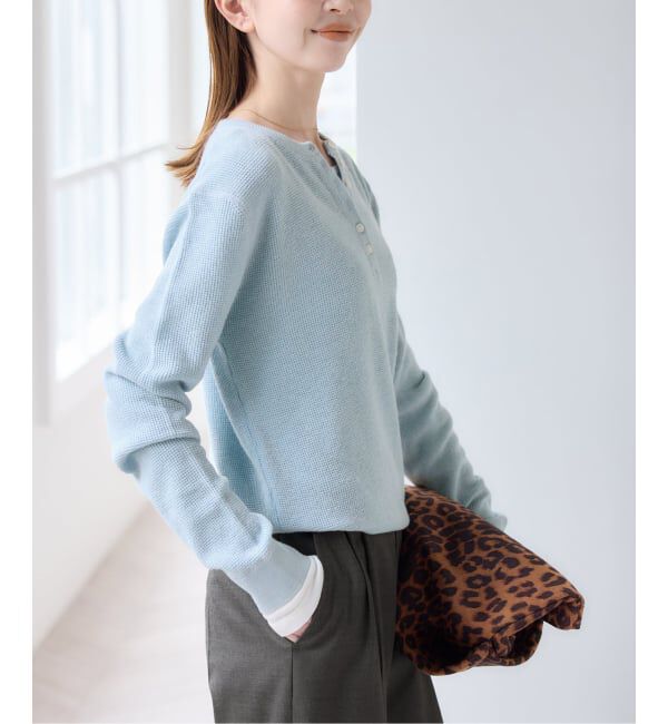 U by SPICK&SPAN「《予約》シアーワッフルヘンリーネックニット」|ニット・セーター|