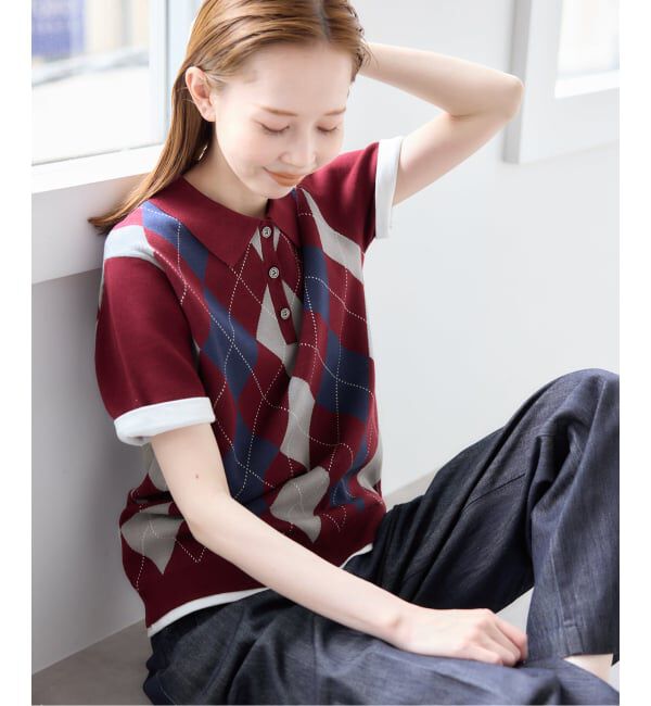 U by SPICK&SPAN「《予約》衿つきハーフスリーブニット」|ニット・セーター|