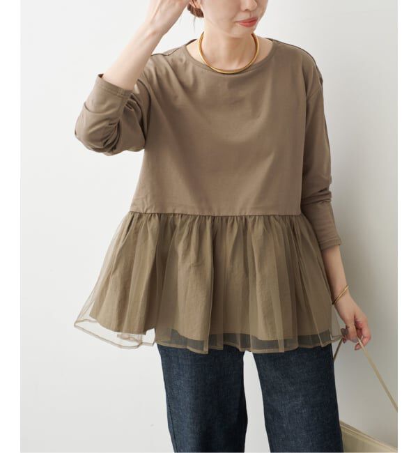 Spick and Span「《一部店舗+WEB限定 / 予約》チュールコンビフレアプルオーバー」|Tシャツ・カットソー|