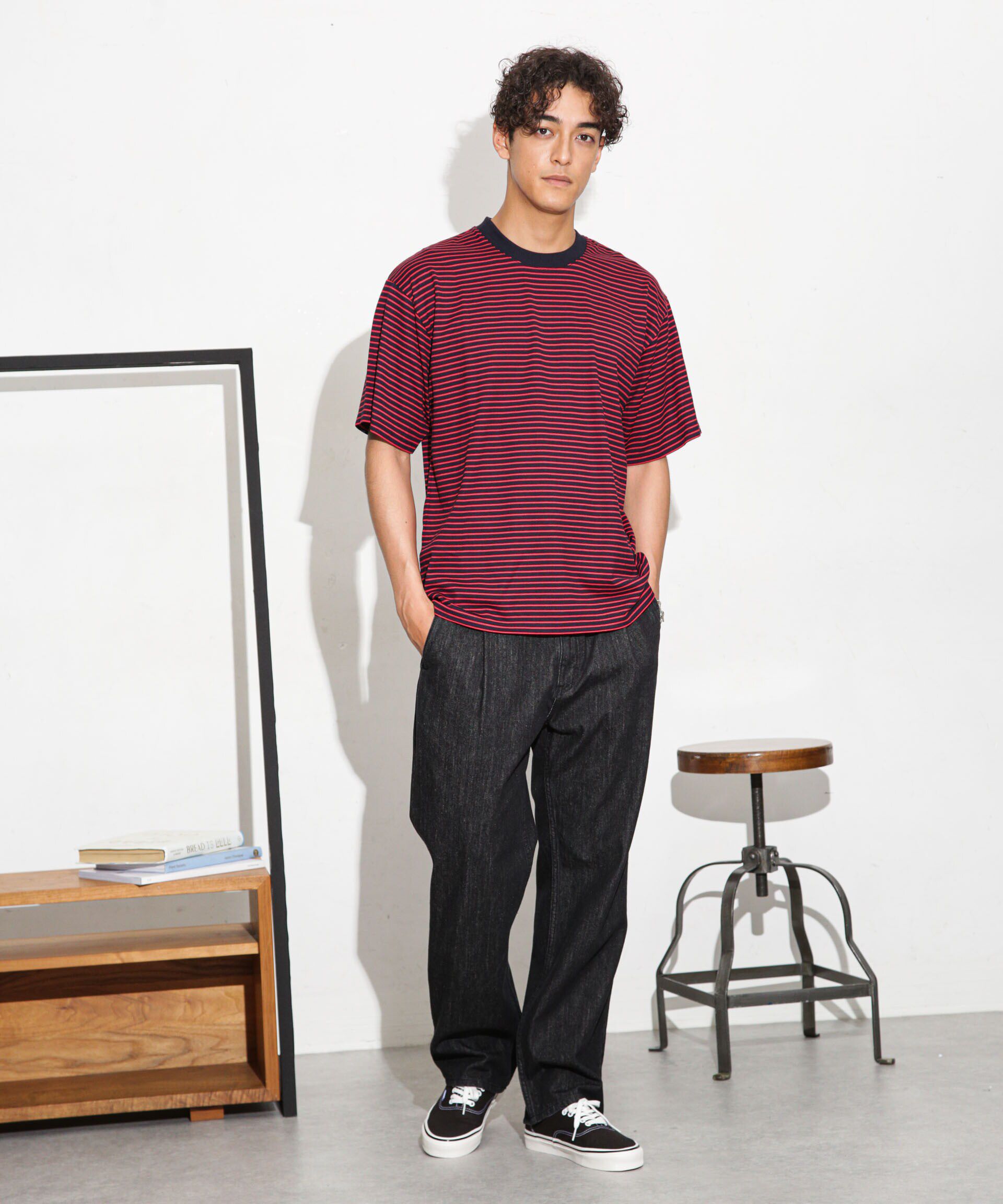 nano･universe「Anti Soaked 汗染み防止ボーダークルーネックT半袖」|Tシャツ・カットソー|