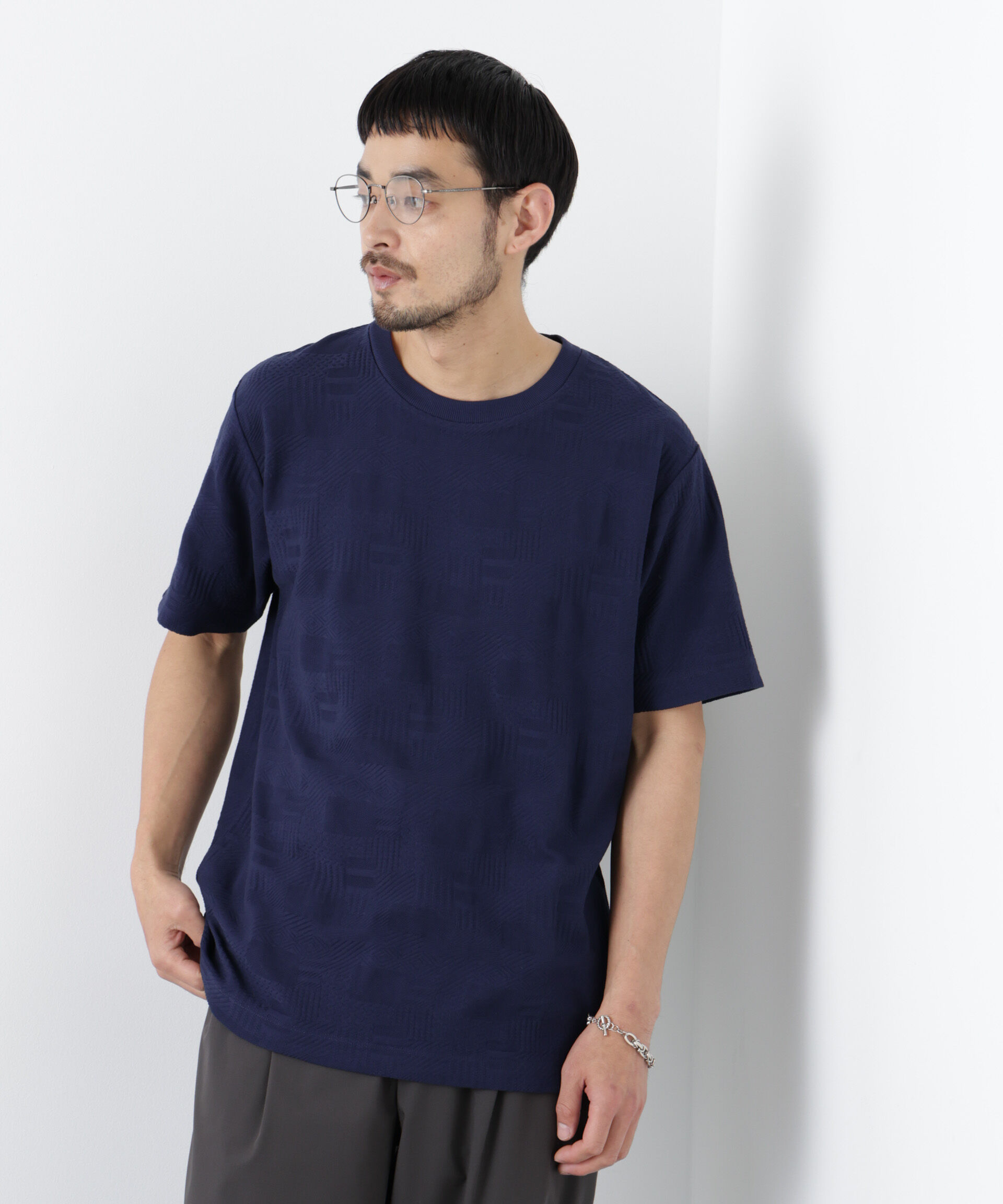 nano･universe「リンクスジャガードTシャツ 半袖」|Tシャツ・カットソー|