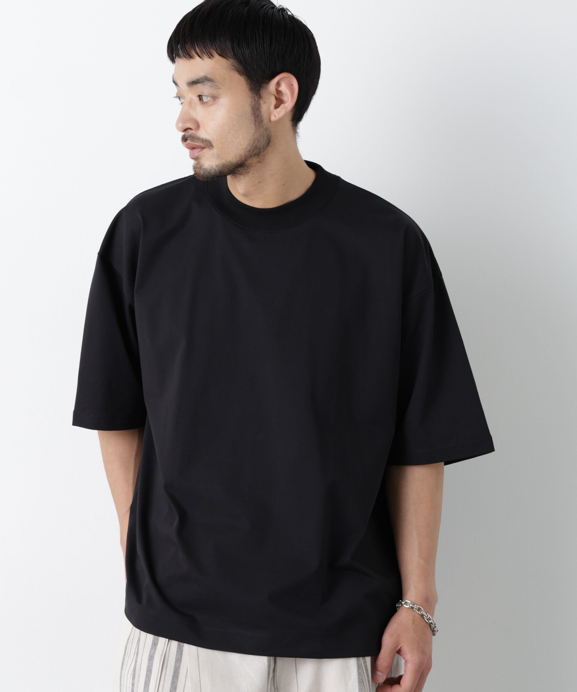 nano･universe「「モダンコンフォート」ハイゲージシルケットワイドモックネック」|Tシャツ・カットソー|
