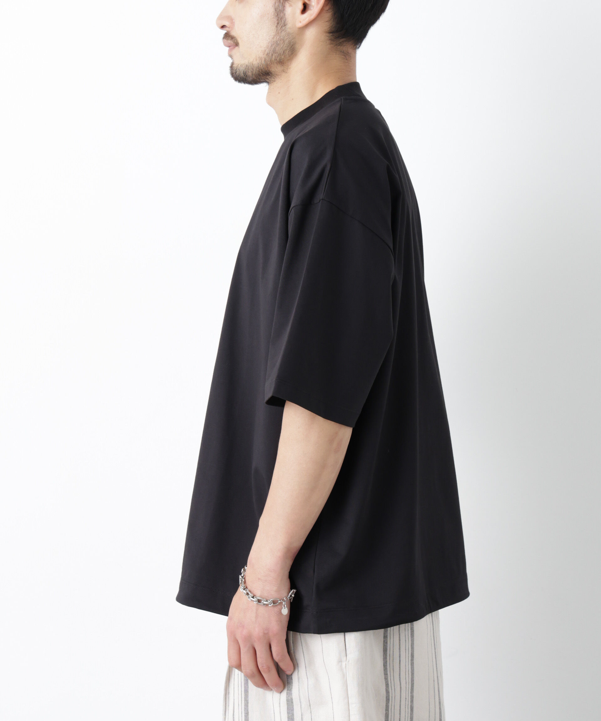 nano･universe「「モダンコンフォート」ハイゲージシルケットワイドモックネック」|Tシャツ・カットソー|