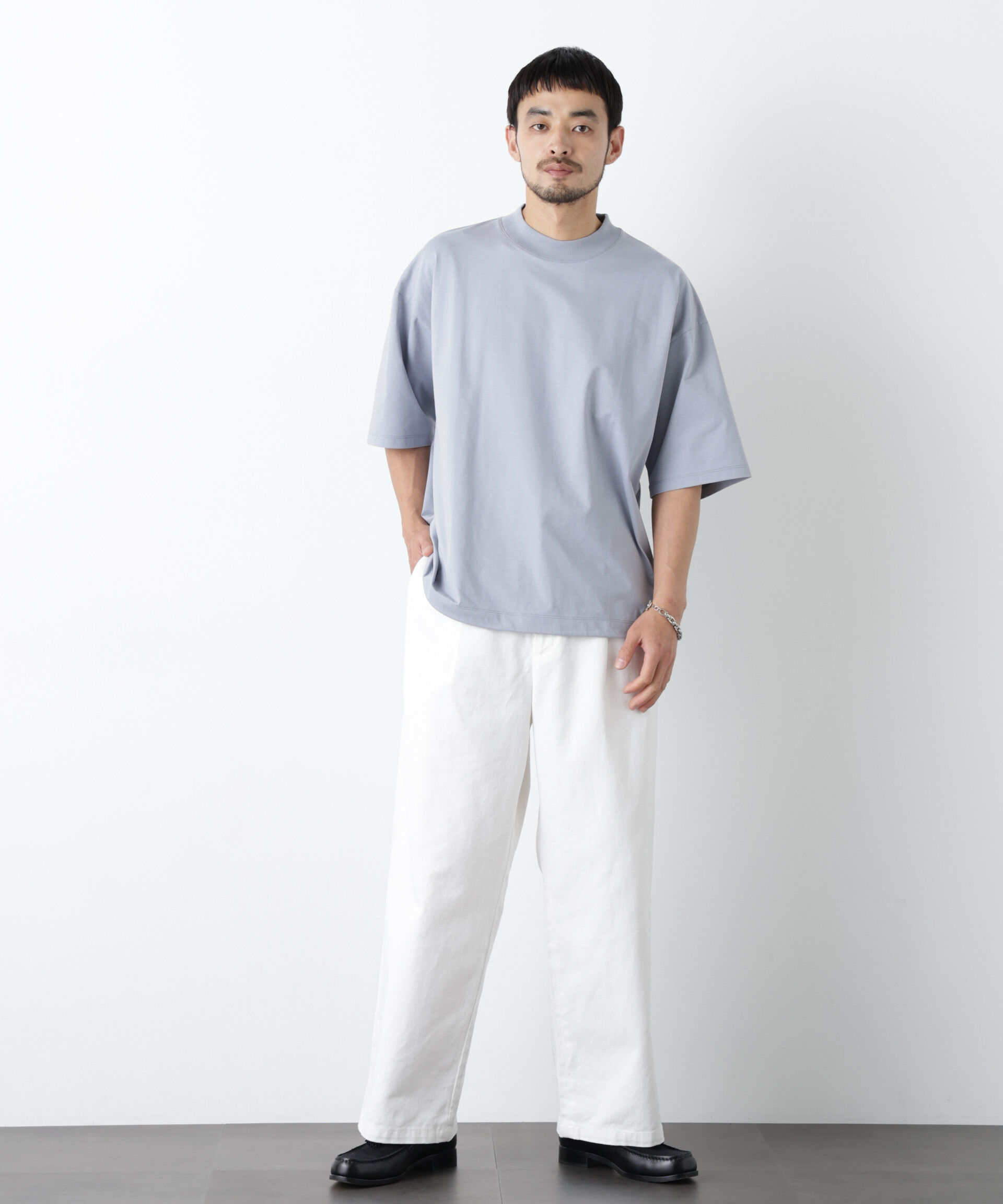 nano･universe「「モダンコンフォート」ハイゲージシルケットワイドモックネック」|Tシャツ・カットソー|