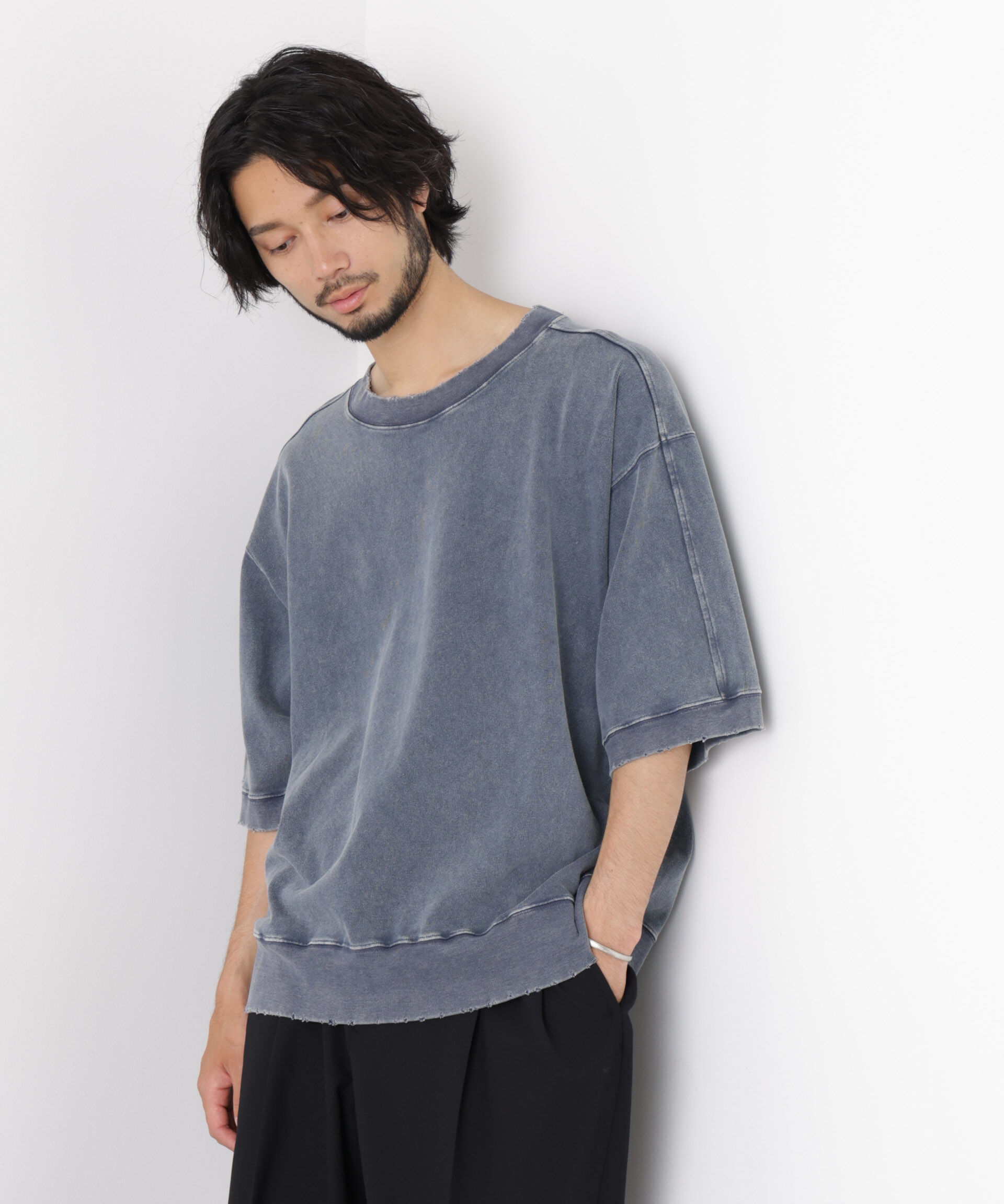 nano･universe「ケミカル加工袖線切替えTシャツ」|Tシャツ・カットソー|