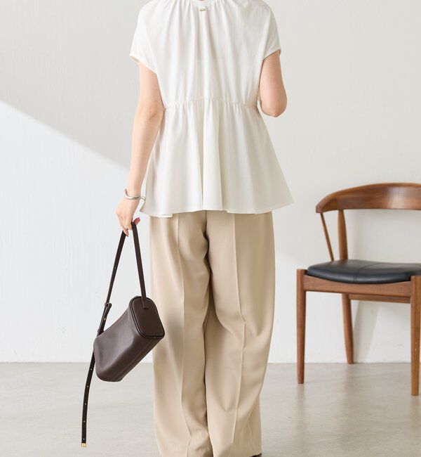  「【スタイルアップ】切替ギャザーカットソー」|Tシャツ・カットソー|