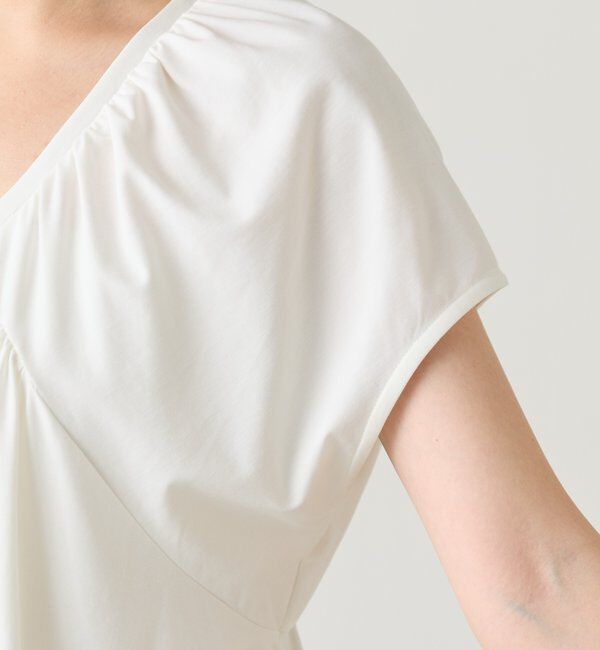  「【スタイルアップ】切替ギャザーカットソー」|Tシャツ・カットソー|