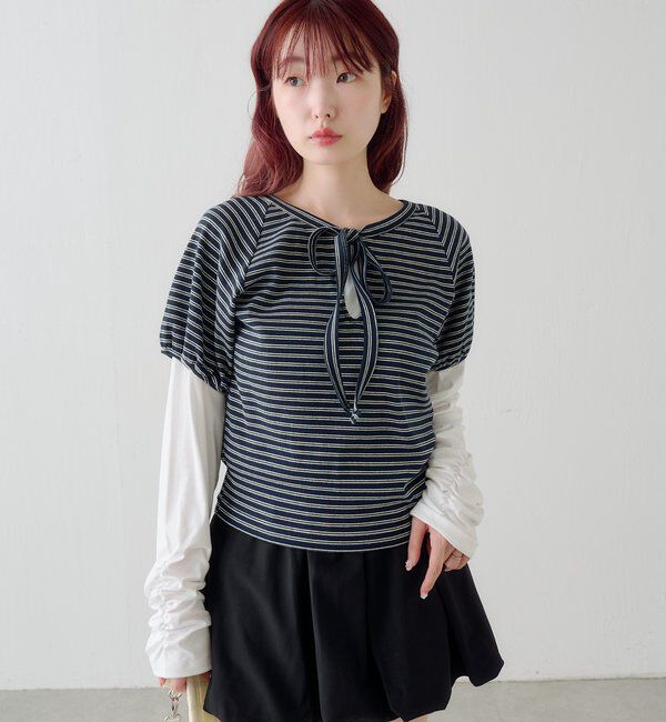  「ボウタイボーダーtee」|Tシャツ・カットソー|