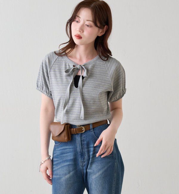  「ボウタイボーダーtee」|Tシャツ・カットソー|