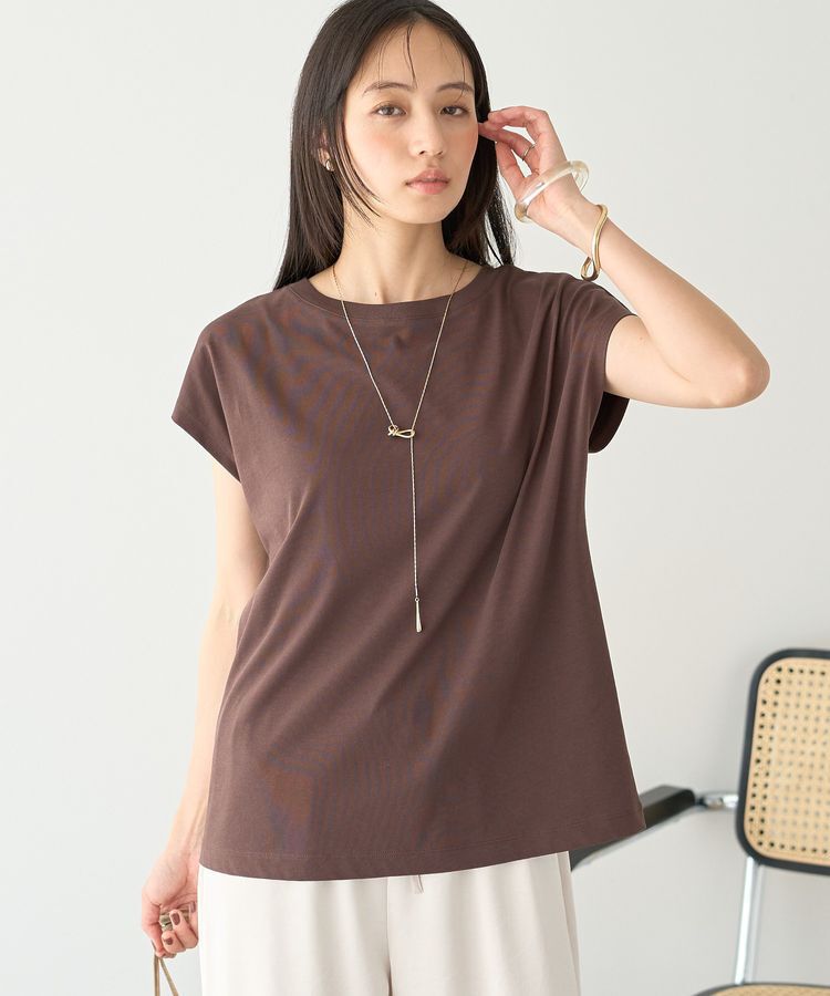 earth music&ecology「【遮熱・接触冷感・UVカット】フレンチスリーブTシャツ」|Tシャツ・カットソー|Brown