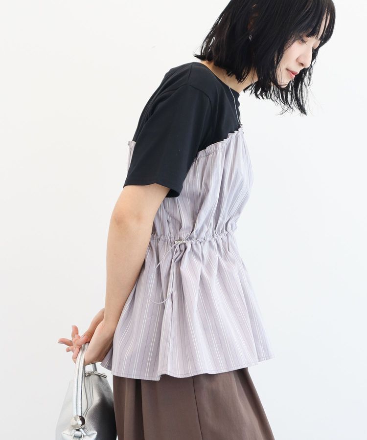 Green Parks「ビスチェドッキングカットプルオーバー」|Tシャツ・カットソー|ストライプグレー