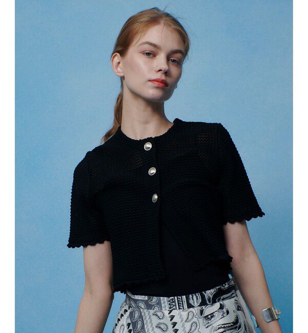 LOULOU WILLOUGHBY「メッシュクロッシェボレロカーディガン」|カーディガン|