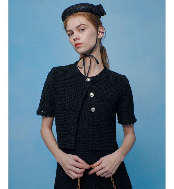 LOULOU WILLOUGHBY「メッシュクロッシェボレロカーディガン」|カーディガン|