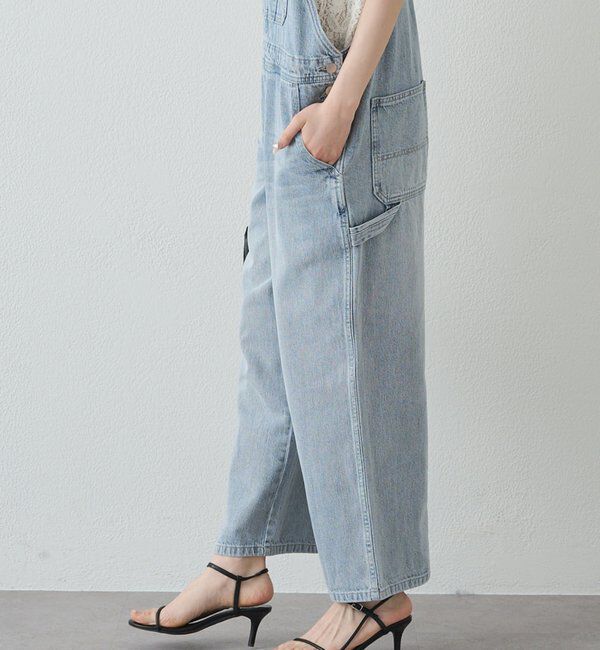  「綿麻デニムサロペット」|デニム|