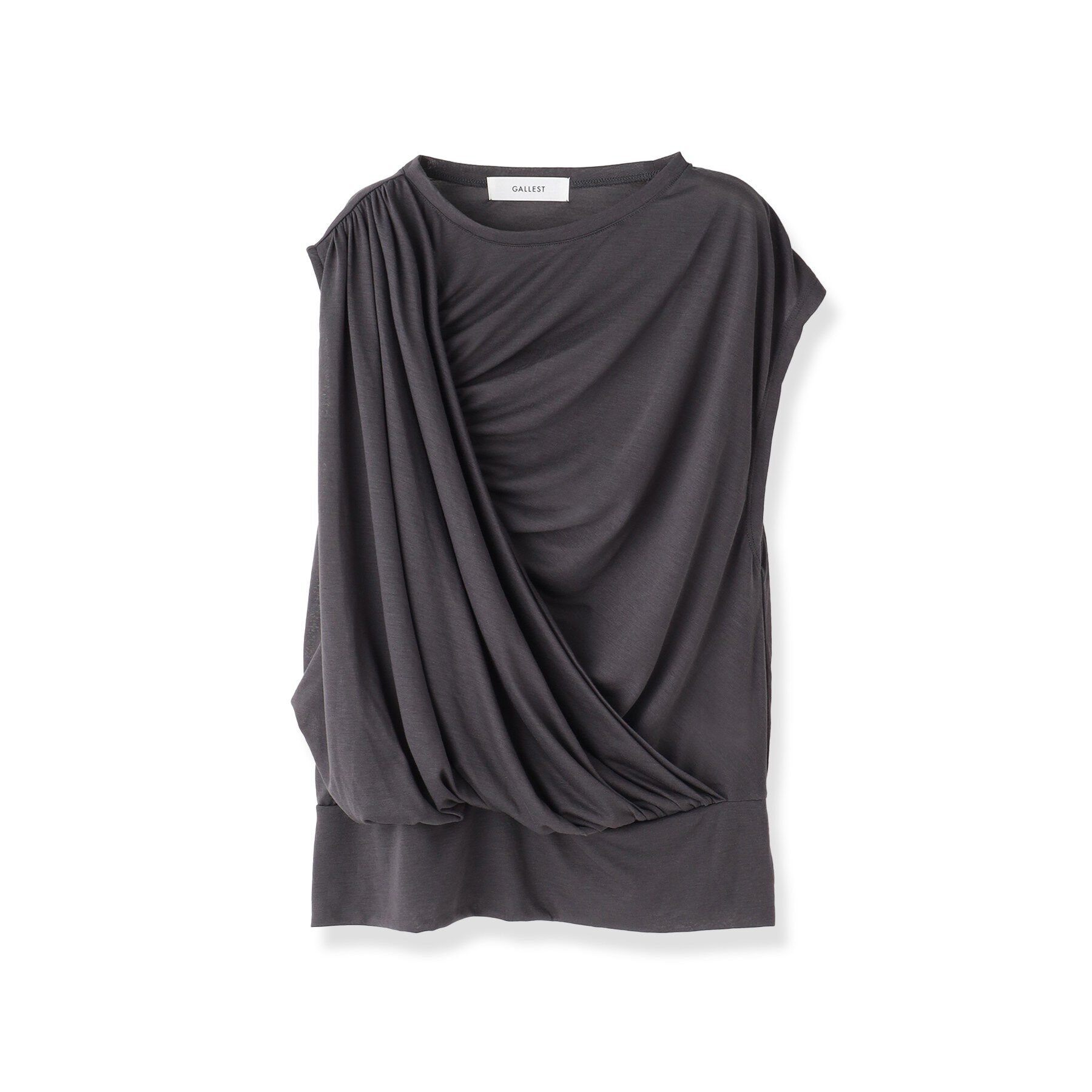 GALLEST「アシメドレープカットソー」|Tシャツ・カットソー|チャコールグレー(0