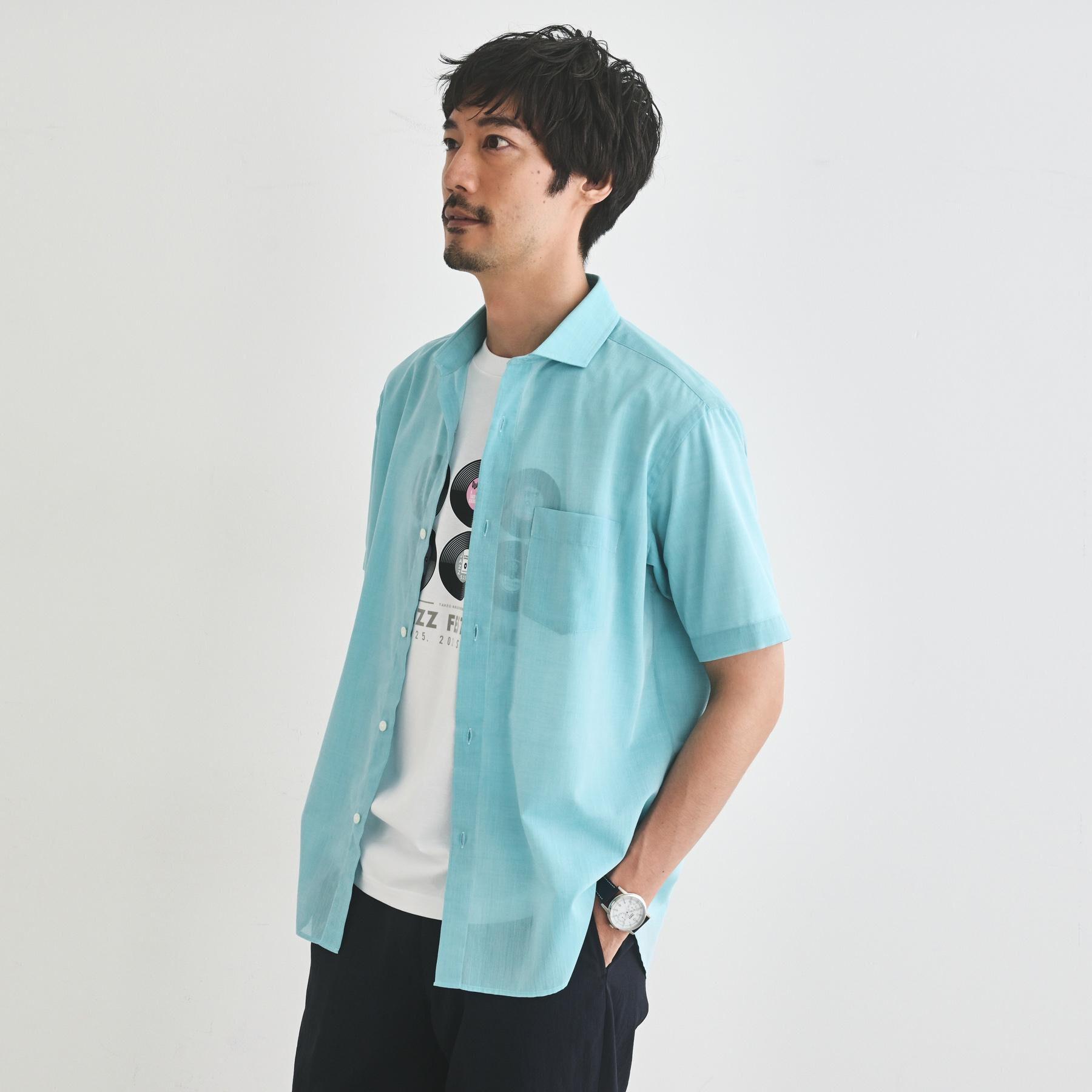 TAKEO KIKUCHI「ローン半袖シャツ」|シャツ・ブラウス|ブルーグリーン(09