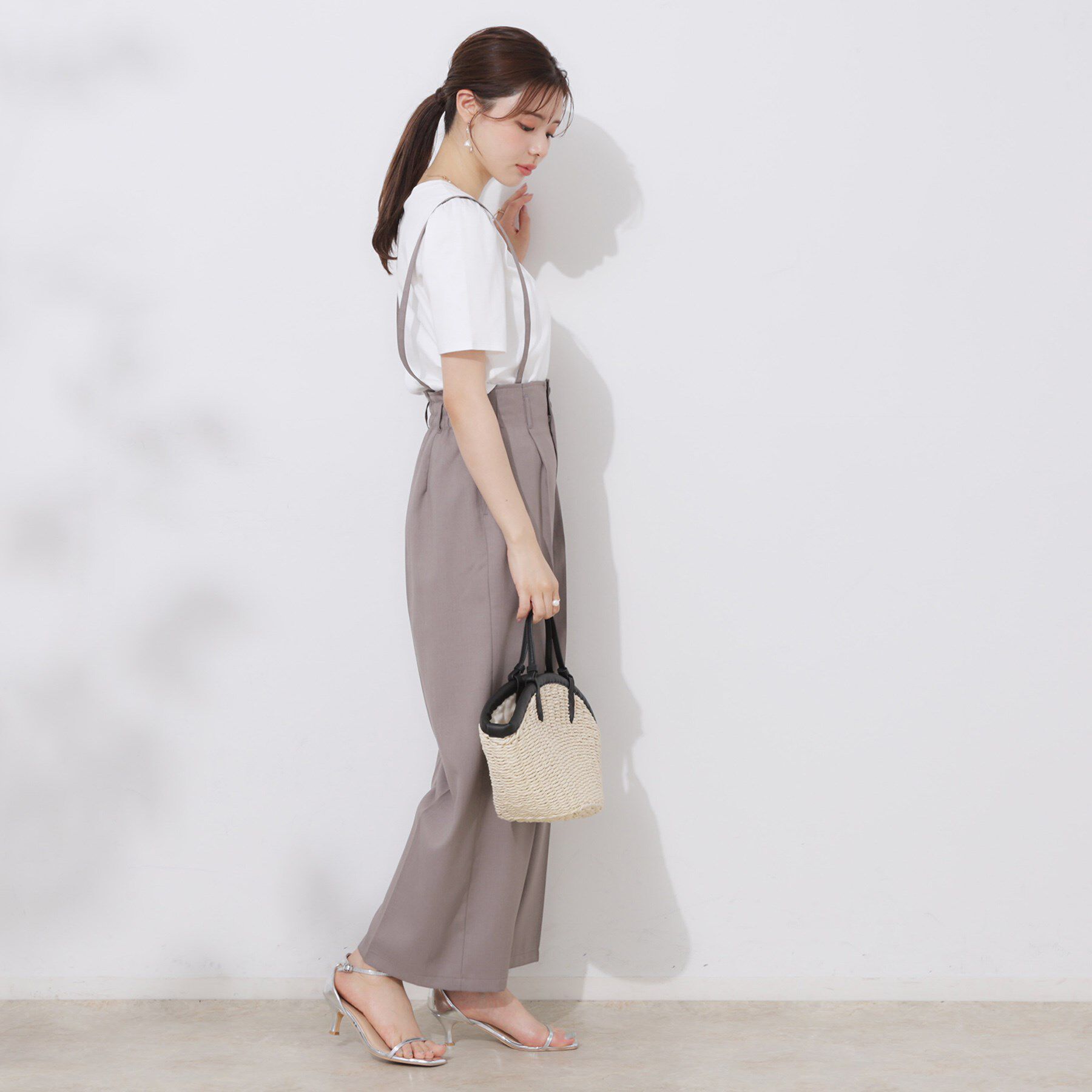 Couture broach「【美脚効果・通勤】リネンライク サス付きパンツ」|その他|