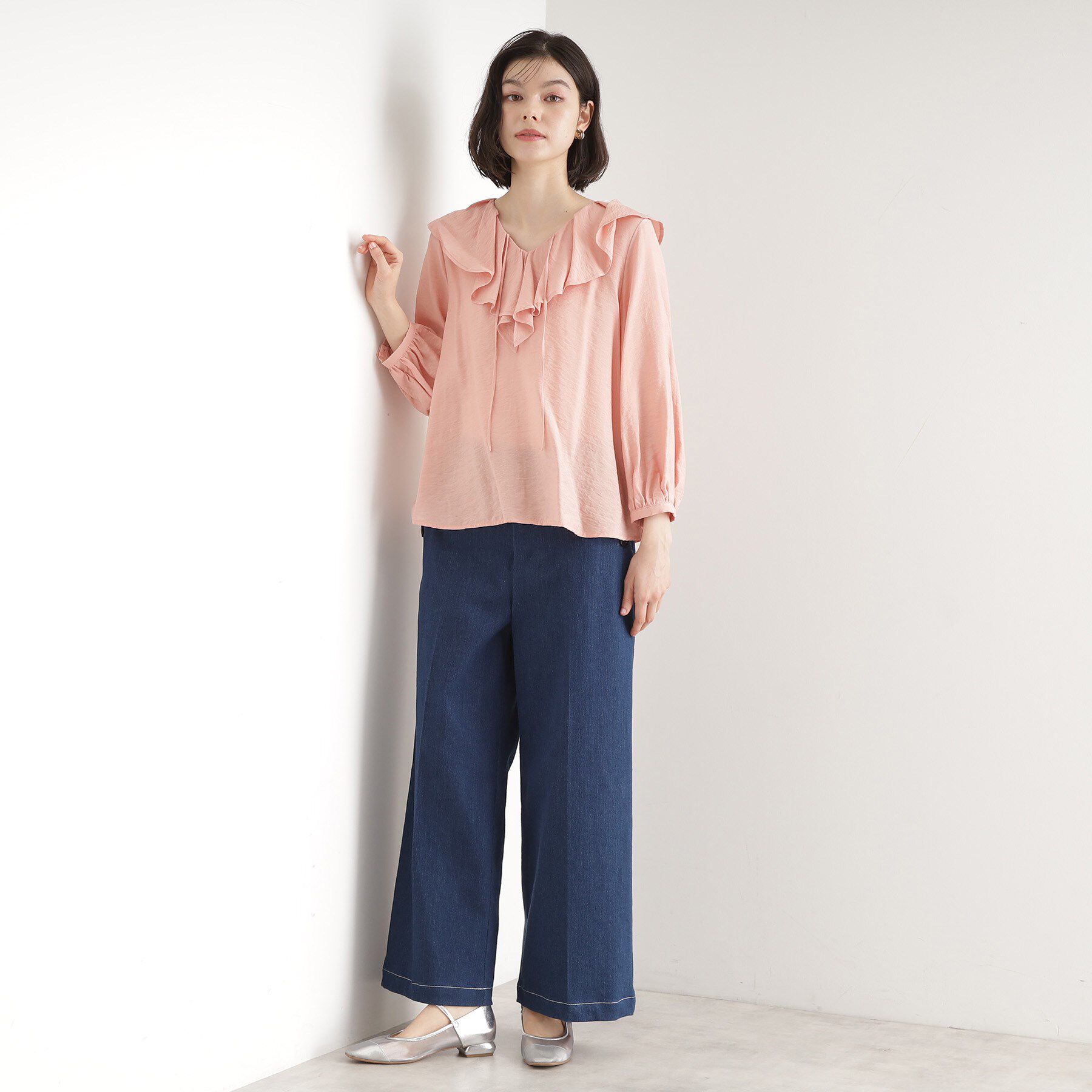 THE SHOP TK「ラッフルカラーブラウス【洗濯機OK】」|シャツ・ブラウス|