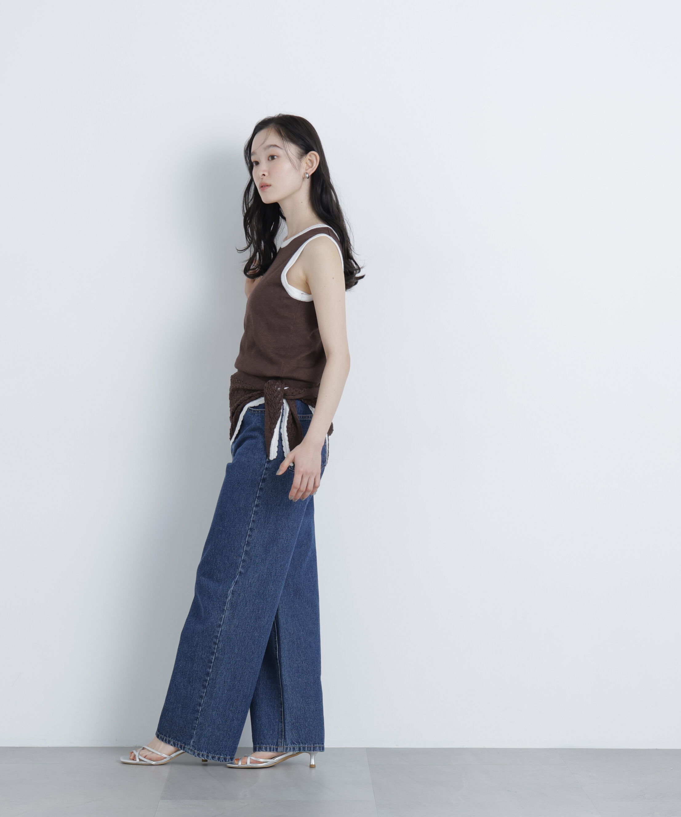  「柄編みスカーフ付ニット」|ニット・セーター|