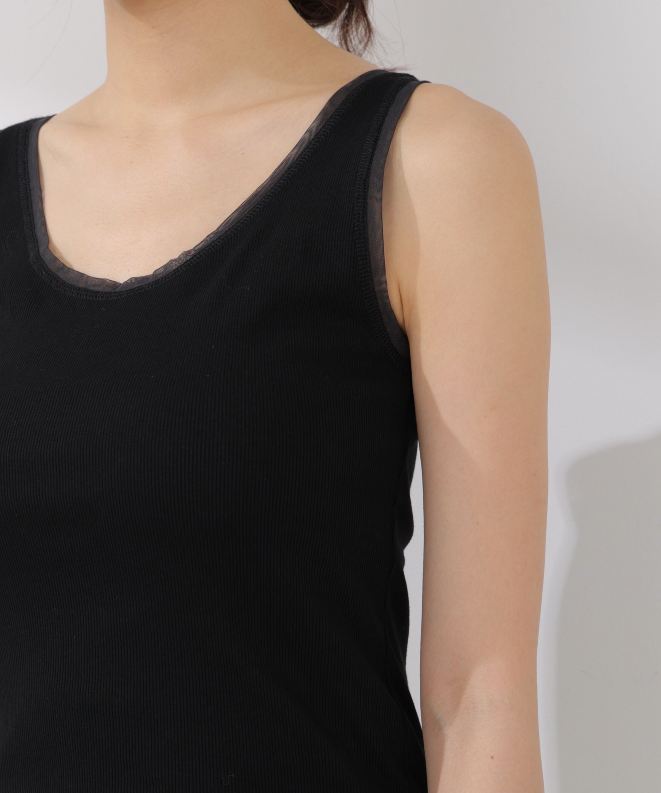 PROPORTION BODY DRESSING「チュールトリムタンクトップ 26SS」|Tシャツ・カットソー|