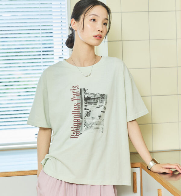 Doux archives「ＰＡＲＩＳ転写ロゴＴｅｅ」|Tシャツ・カットソー|MINT GREEN