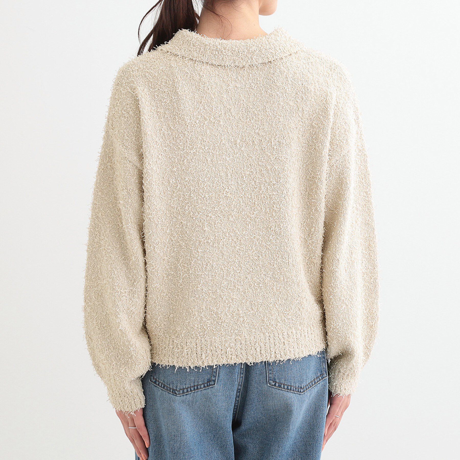 SHOO･LA･RUE「【S-LL】大人ヘルシー やわらかカールヤーン ポロニット」|ニット・セーター|