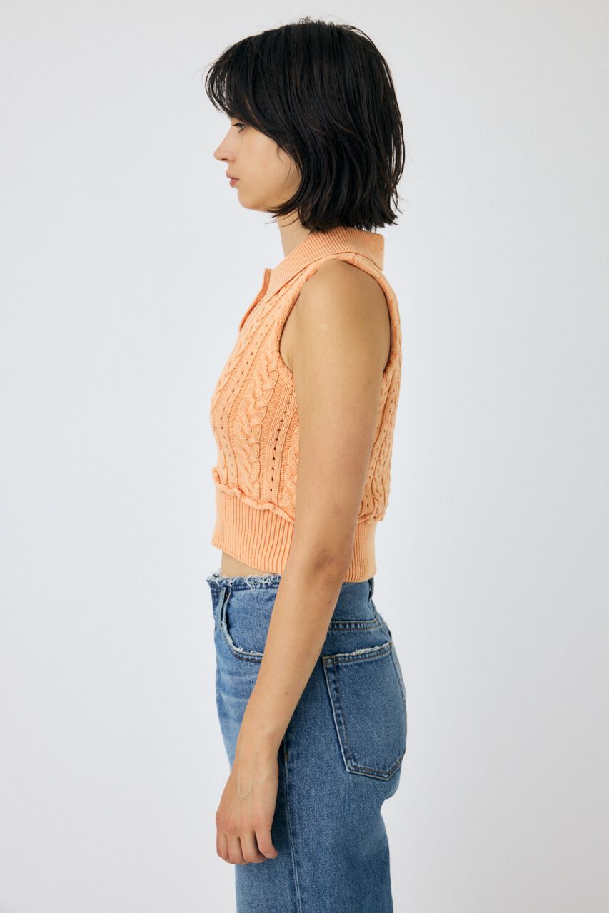 MOUSSY「CABLE KNIT POLO タンク」|タンクトップ|