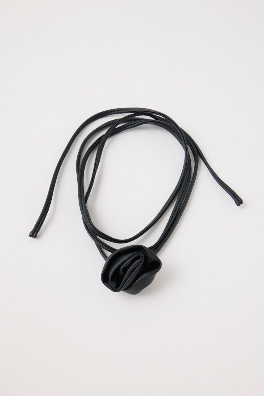 MOUSSY「ROSE CORSAGE リボン」|ネックレス|BLK