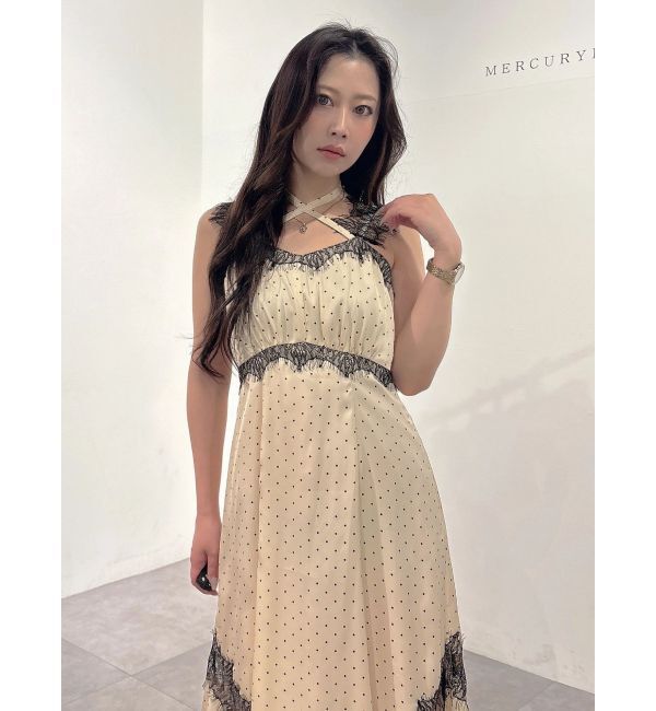 MERCURYDUO「サテンレース使いキャミワンピース」|ワンピース|