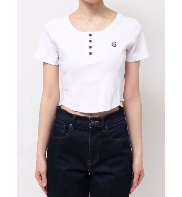 EVRIS「ハーフスリーブワンポイントヘンリーネックトップス」|Tシャツ・カットソー|