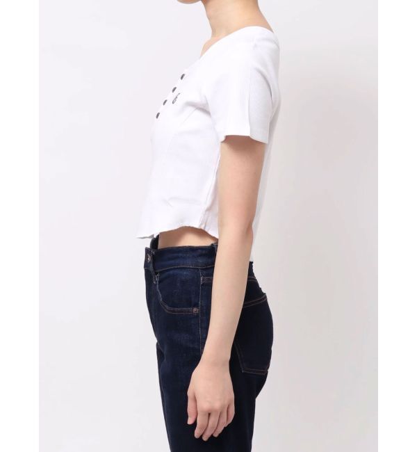 EVRIS「ハーフスリーブワンポイントヘンリーネックトップス」|Tシャツ・カットソー|