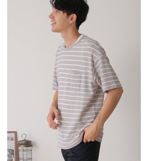 ikka「【2点セット】ワッフルボーダーTインナーセット」|Tシャツ・カットソー|グレイ