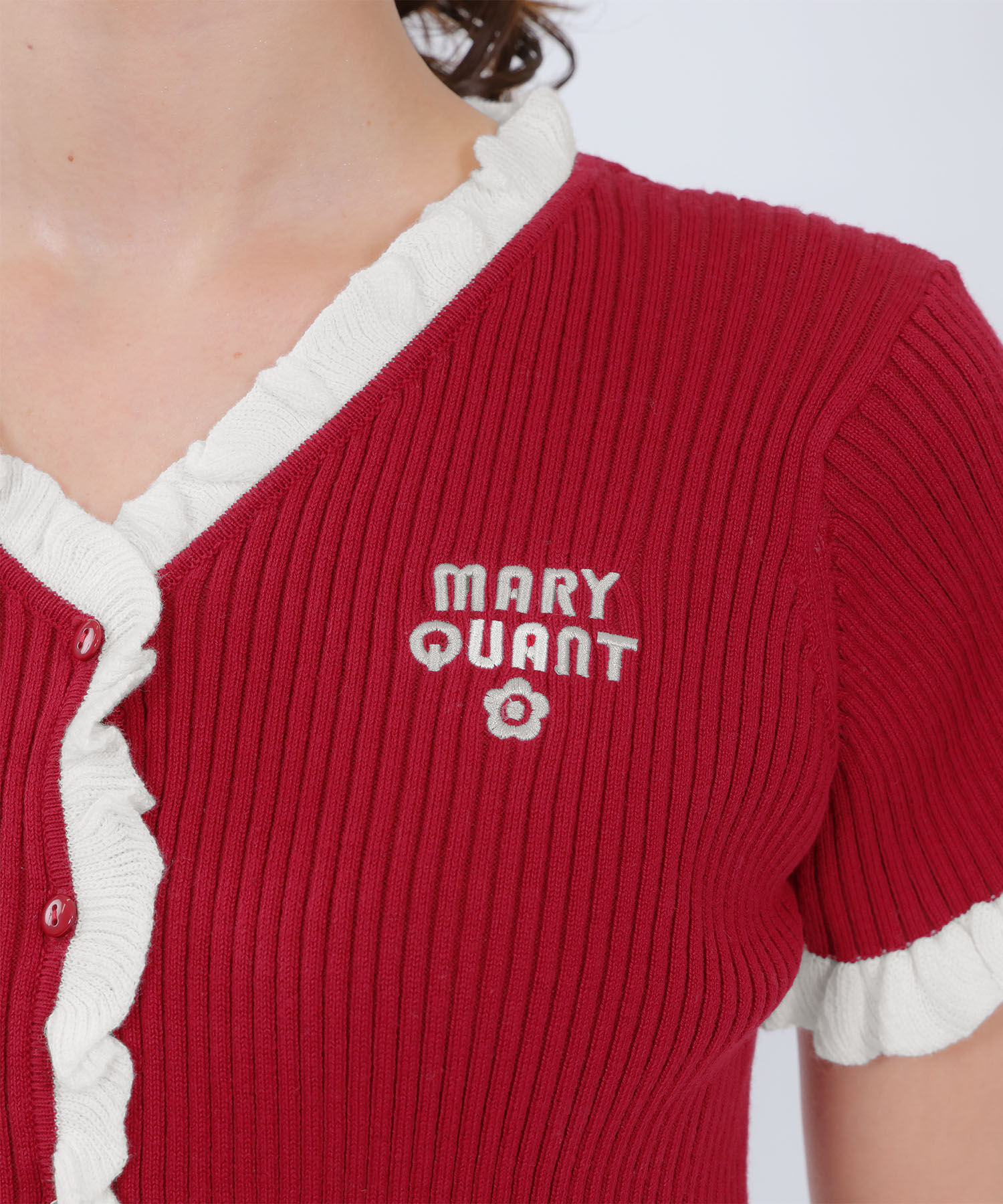 MARY QUANT「リブフリル カーディガン」|カーディガン|
