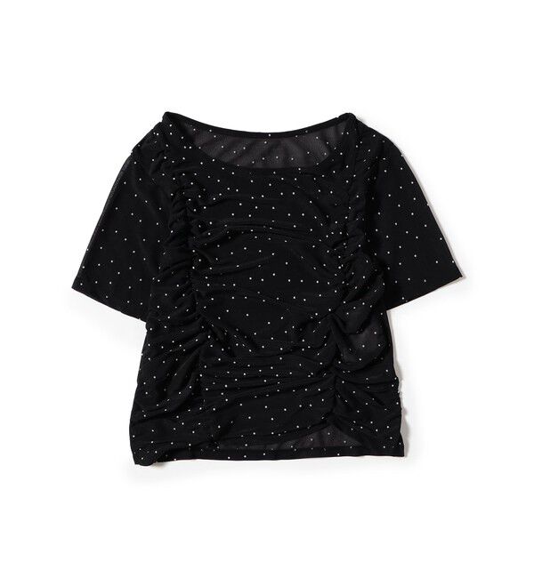 Ray BEAMS 「シアー ドット ギャザー シーム Tシャツ」|Tシャツ・カットソー|BLACK