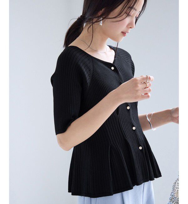 VIS「【再入荷】ウエストタックカーディガン/イージーケア」|カーディガン|ブラック(01)