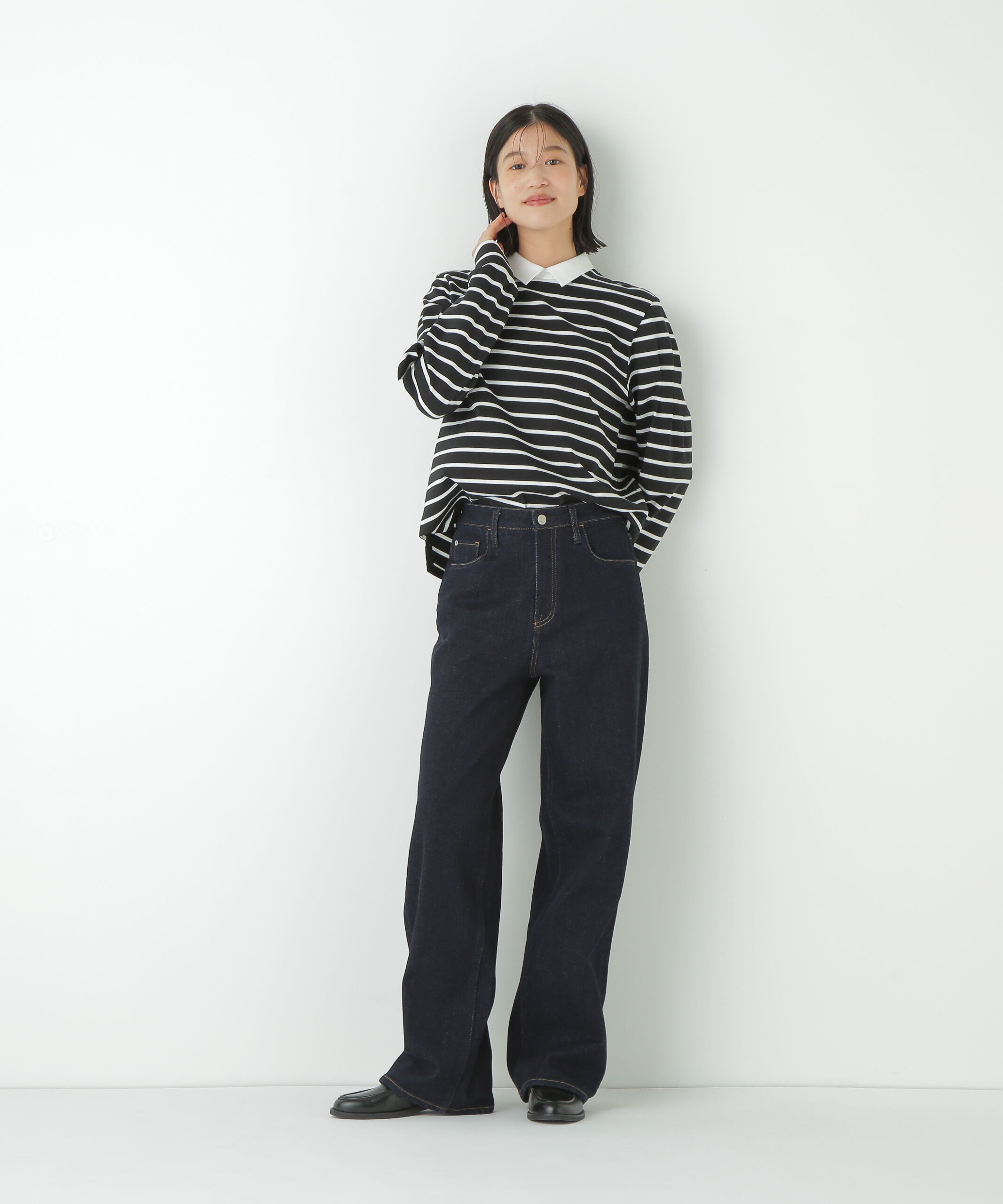  「◆ストレッチポンチシャツカラードッキングプルオーバー」|Tシャツ・カットソー|