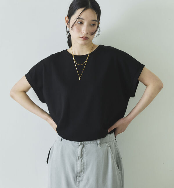 Doux archives「【１秒コーデ】ＮＥＷ多機能フレンチスリーブカットソー」|Tシャツ・カットソー|BLACK