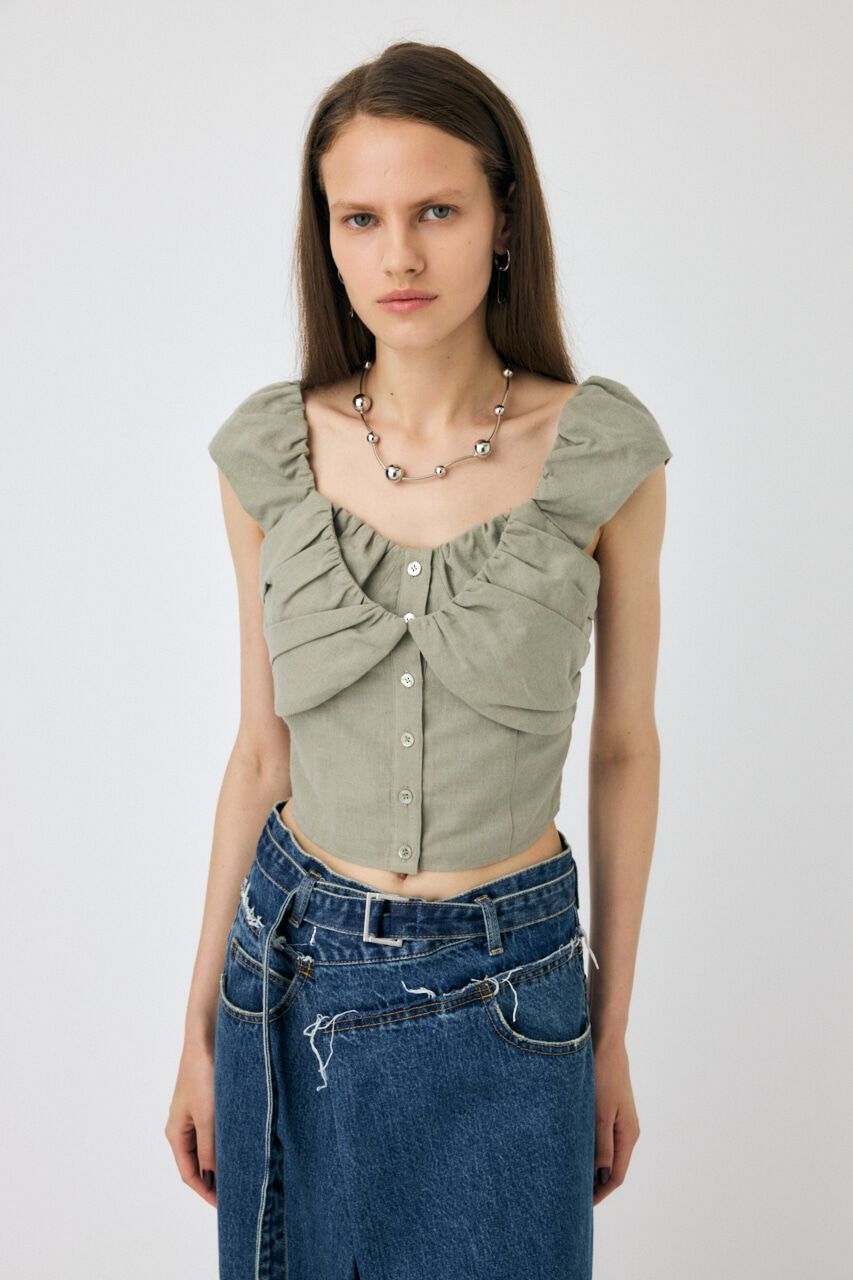 MOUSSY「LAYERED GATHERED ブラウス」|シャツ・ブラウス|L/KHA1